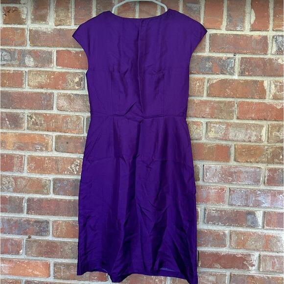 Banana Republic Purple Cap‎ Sleeves Side Zip 100% Silk Sheath Dress Size 0 - Picture 2 of 11